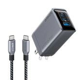 Anker Prime Charger (100W, 3 Ports, GaN) and Anker Prime USB-C to USB-C Cable (240W, Upcycled-Braided)