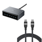 Anker Prime Charger (200W, 6 Ports, GaN) and Anker USB-C to USB-C Cable (6 ft, 240W, Upcycled-Braided)