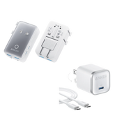 Anker Nano Travel Adapter (5-in-1, 20W, 1-Pack) and Anker Nano Charger (45W) with USB-C to USB-C Cable