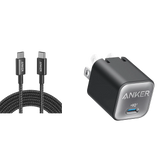 Anker Nano Charger (30W) and New Nylon USB-C to USB-C 100W Cable (10 ft)