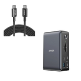 Anker 575 USB-C Docking Station (13-in-1) and New Nylon USB-C to USB-C 100W Cable (10 ft)