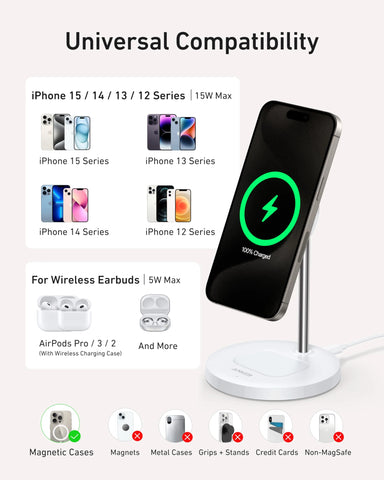 Refurbished Anker MagGo Wireless Charger (2-in-1, Stand)