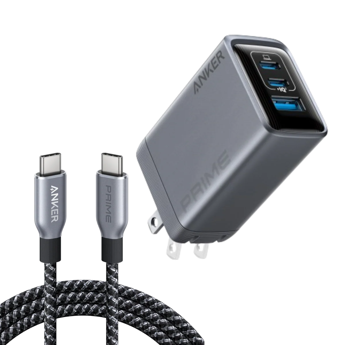Anker Prime Charger (100W, 3 Ports, GaN) and  USB-C to USB-C Cable (240W, 6 ft)