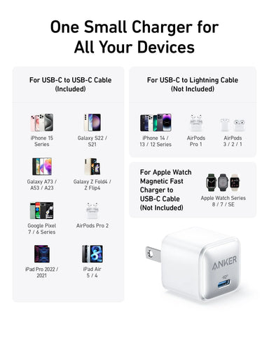 Anker 511 Charger (Nano Pro) with 6 ft USB-C Cable(2-Pack)