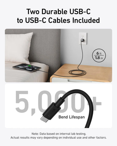 Anker 511 Charger (Nano Pro) with 6 ft USB-C Cable(2-Pack)