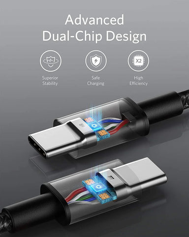 Anker 735 Charger (Nano II 65W) and New Nylon USB-C to USB-C 100W Cable (10 ft)