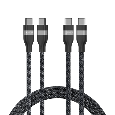 Anker USB-C to USB-C Cable (3 ft / 6 ft, 240W, Upcycled-Braided, 2-Pack)