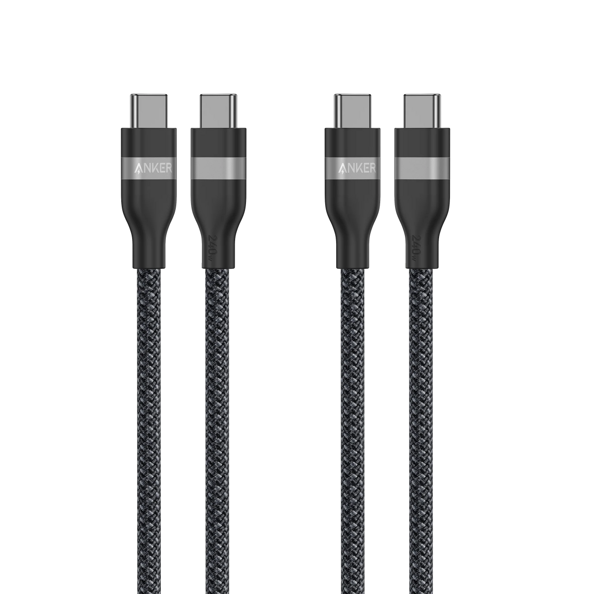 Anker USB-C to USB-C Cable (3 ft / 6 ft, 240W, Upcycled-Braided, 2-Pack)