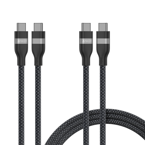 Anker USB-C to USB-C Cable (3 ft / 6 ft, 240W, Upcycled-Braided, 2-Pack)