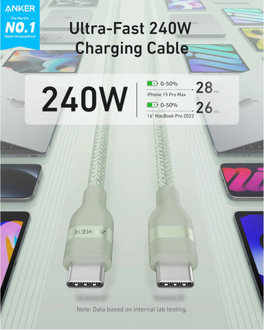 Anker MagGo USB-C Adapter (3-in-1, 10Gbps, For iPhone) and Anker USB-C to USB-C Cable (6 ft, 240W, Upcycled-Braided)