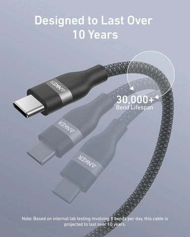 Anker USB-C to USB-C Cable (3 ft / 6 ft, 240W, Upcycled-Braided)