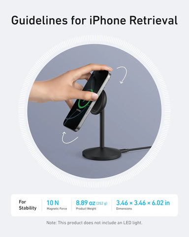 Anker MagGo iPhone 17 MagSafe Charger Compatible Stand (Qi2 15W,With Adapter)