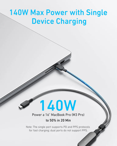 Anker 140W 2-in-1 USB-C to USB-C Cable