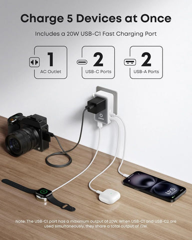 Anker MagGo Wireless Charging Station (3-in-1, Foldable Pad) and Anker Nano Travel Adapter (5-in-1, 20W, 1-Pack)