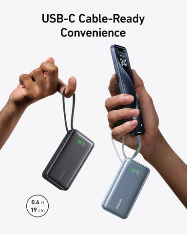 Anker Nano Power Bank (30W, Built-In USB-C Cable) and Anker Nano Charger (20W)