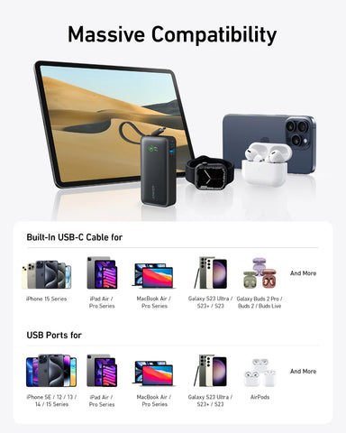 Anker Nano Power Bank (30W, Built-In USB-C Cable) and Anker Nano Charger (20W)