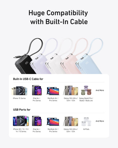 Anker Power Bank (10K, Fusion, Built-In Cable)