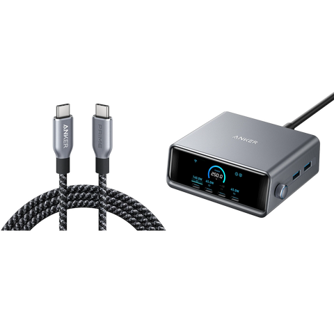 Anker Prime Charger (250W, 6 Ports, GaNPrime) with USB-C to USB-C Cable (240W)