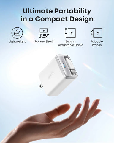 Anker Nano Charger (35W, Built-In Retractable USB-C Cable) —2- Pack