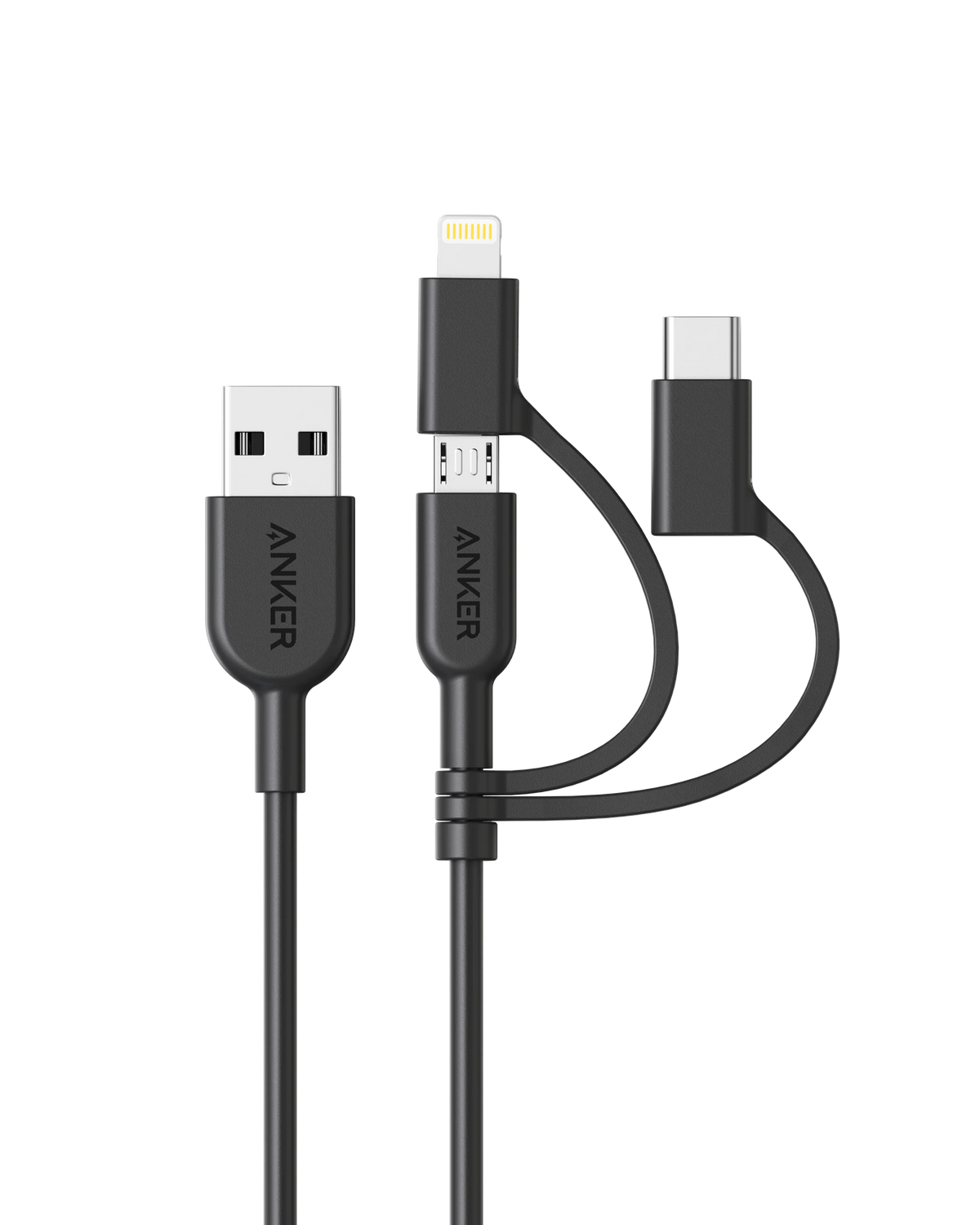 Anker 321 USB-A to Lightning Cable (3 ft 3-in-1)