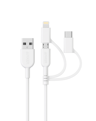 Anker 321 USB-A to Lightning Cable (3 ft 3-in-1)