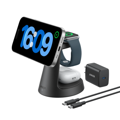 Anker MagGo Wireless Charging Station (3-in-1, Dock Stand) and  Power Bank (10K, Slim)