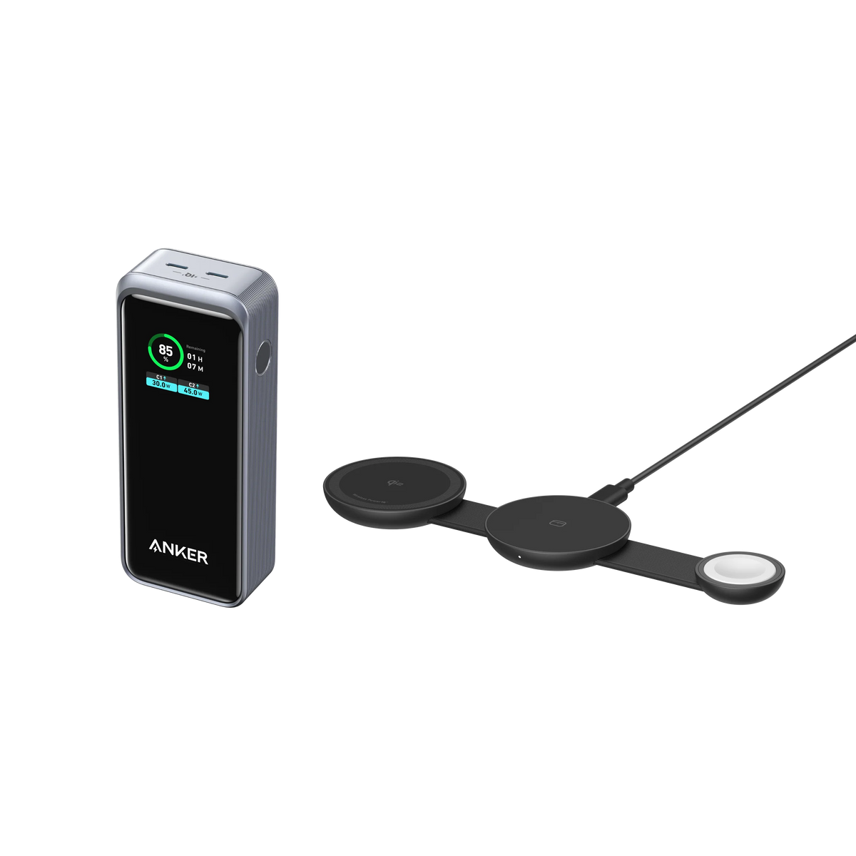 Anker MagGo Wireless Charging Station (3-in-1, Foldable Pad) and 12,000mAh Power Bank (130W)