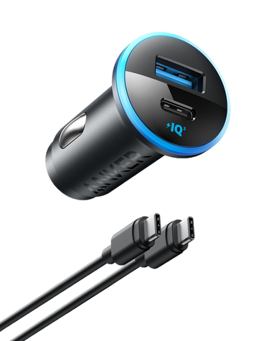 Anker Nano Car Mount (Magnetic, Detachable Pad) and Anker 323 Charger (52.5W) with USB-C to USB-C cable