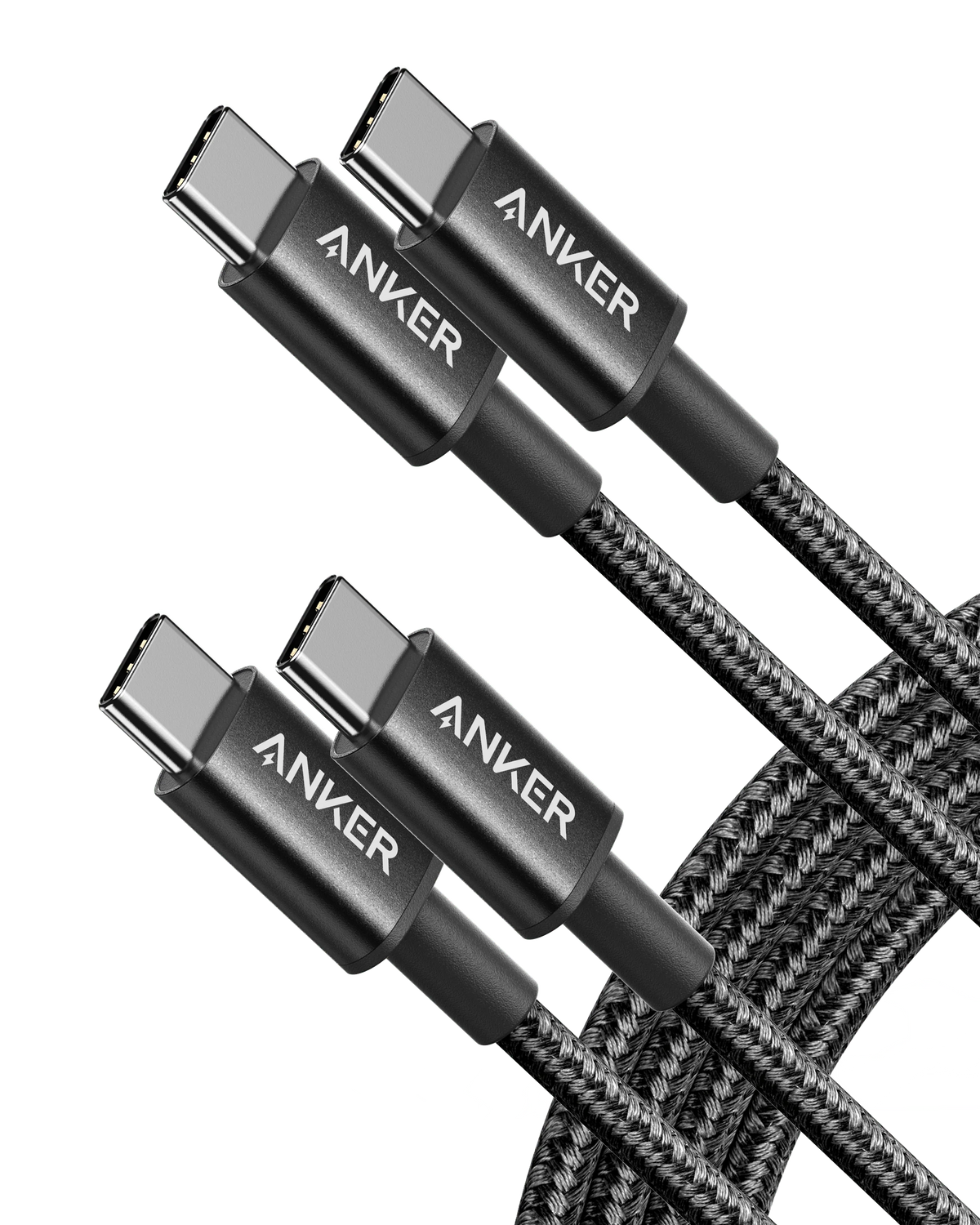 2-Pack Anker New Nylon USB-C to USB-C Cable (3 ft / 6 ft, 60W)