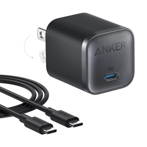 Anker Nano Charger (45W) with USB-C to USB-C Cable and Anker USB-C to USB-C Cable (6 ft, 240W, Upcycled-Braided)