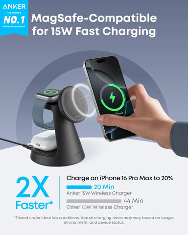 Anker MagGo Wireless Charging Station (3-in-1, Dock Stand) and  Power Bank (10K, Slim)
