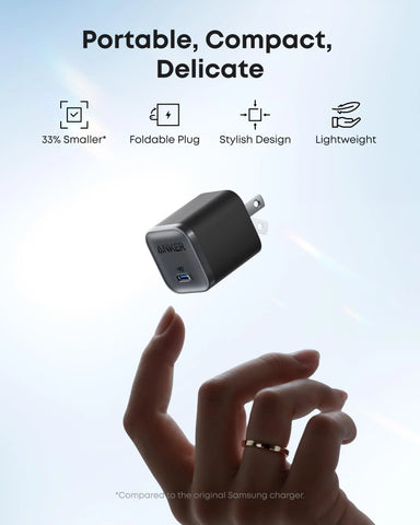 Anker Nano Travel Adapter (5-in-1, 20W, 1-Pack) and Anker Nano Charger (45W) with USB-C to USB-C Cable