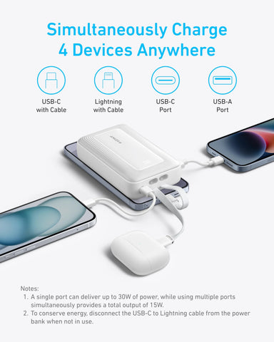 Anker Zolo Power Bank (20K, Built-In USB-C and Lightning Cable)