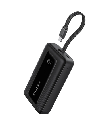 Anker Zolo Power Bank (10K, 30W) with a 5.4-inch (13.7 cm) built-in USB-C cable.