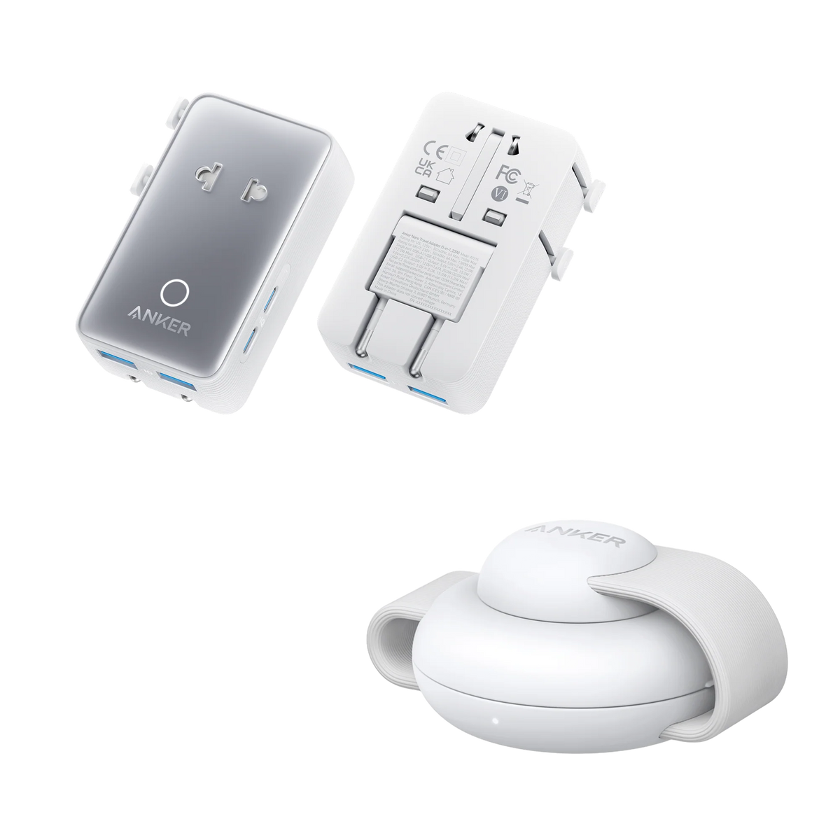 Anker MagGo Wireless Charging Station (3-in-1, Foldable Pad) and Anker Nano Travel Adapter (5-in-1, 20W, 1-Pack)