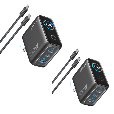Anker Charger (100W, 3 Ports, Smart Display) 2-Pack