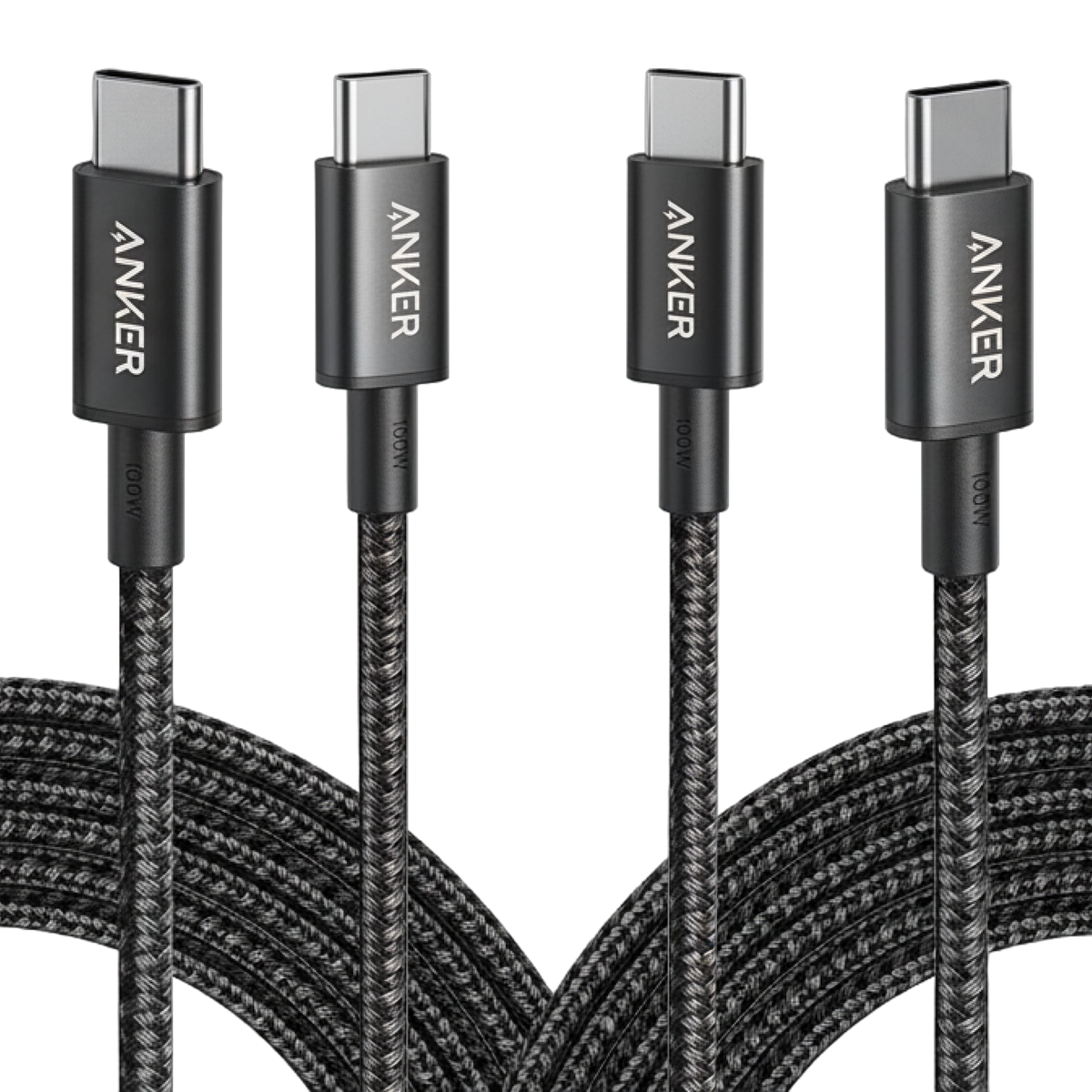 New Nylon USB-C to USB-C 100W Cable (10 ft, 2-Pack）