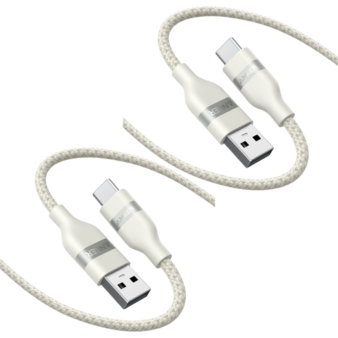 Anker USB-A to USB-C Cable (3 ft, Upcycled-Braided, 2 Pack）