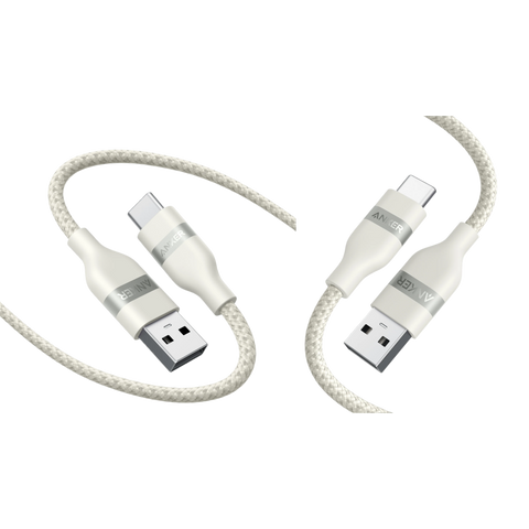Anker USB-A to USB-C Cable (3 ft, Upcycled-Braided, 2 Pack）