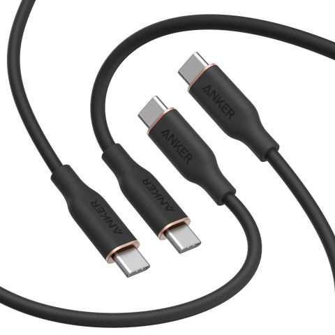 Anker 643 USB-C to USB-C Cable (Flow, Silicone, 240W, 2-Pack, Midnight Black)