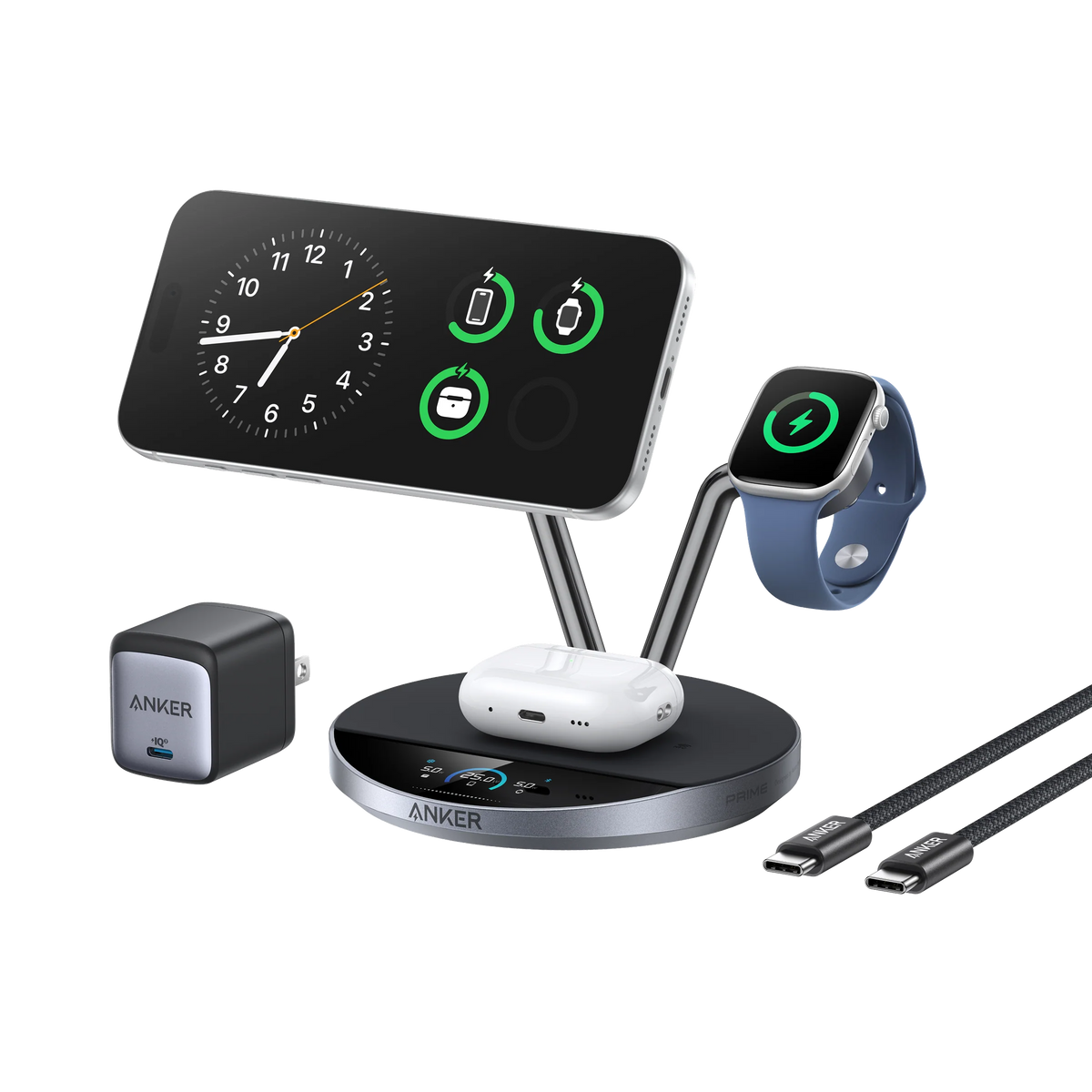 Anker Prime Wireless Charging Station (3-in-1, MagGo, AirCool, Dock Stand)