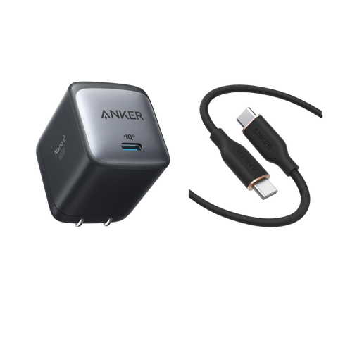 Anker 715 Charger (Nano II 65W) and USB-C to USB-C Cable (Flow, Silicone, 3 ft)