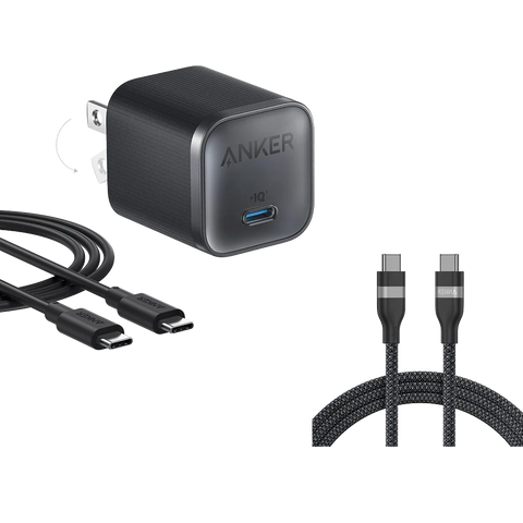 Anker Nano Charger (45W) with USB-C to USB-C Cable and Anker USB-C to USB-C Cable (6 ft, 240W, Upcycled-Braided)
