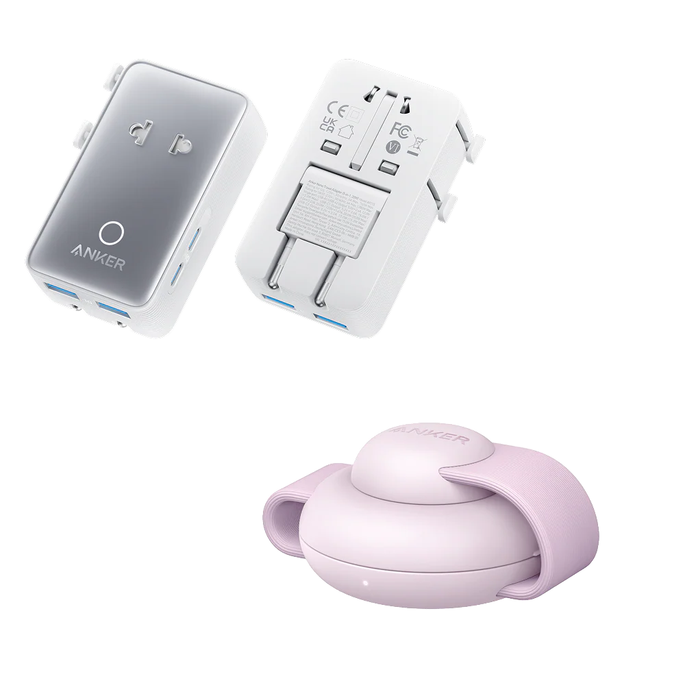 Anker MagGo Wireless Charging Station (3-in-1, Foldable Pad) and Anker Nano Travel Adapter (5-in-1, 20W, 1-Pack)