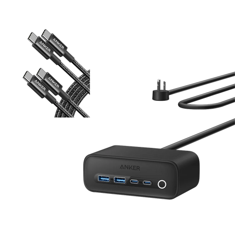 Anker 525 Charging Station and 2 Pack Anker New Nylon USB-C to USB-C Cable (6 ft)