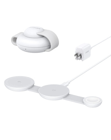 Anker MagGo Wireless Charging Station (3-in-1, Foldable Pad) and Anker Nano Travel Adapter (5-in-1, 20W, 1-Pack)