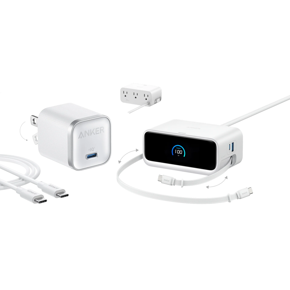 Anker Nano Charging Station (7-in-1, 100W) and Anker Nano Charger (45W) with Cable