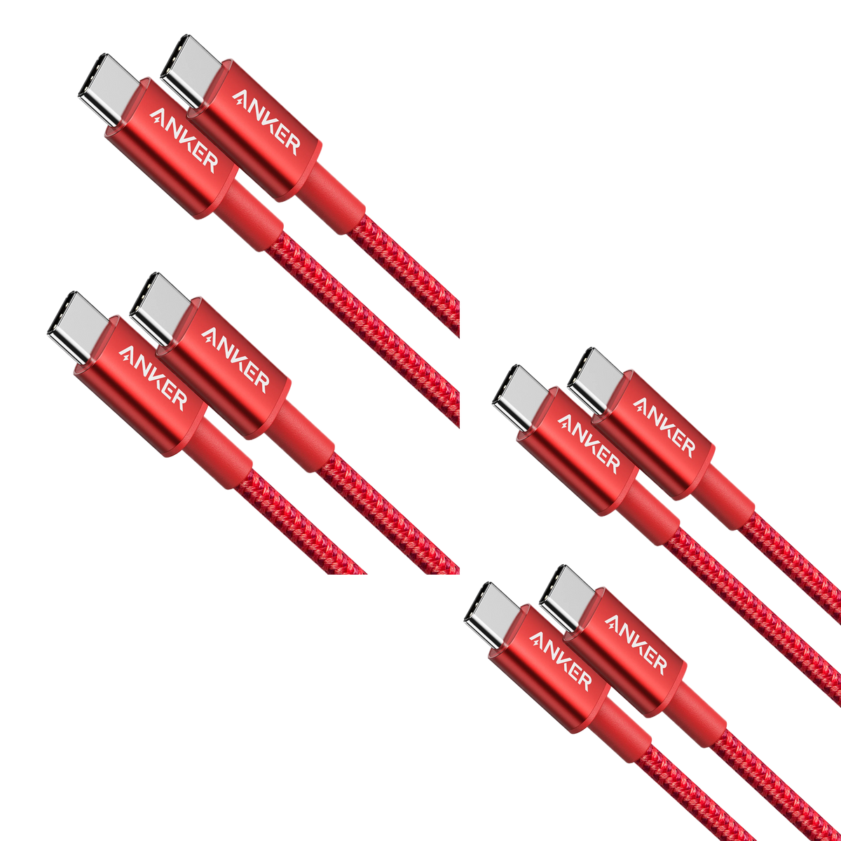 4-Pack New Nylon USB C to USB C Cable (3.3 ft 60W)