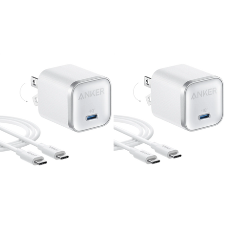 Anker Nano Charger (45W) with USB-C to USB-C Cable 2-Pack