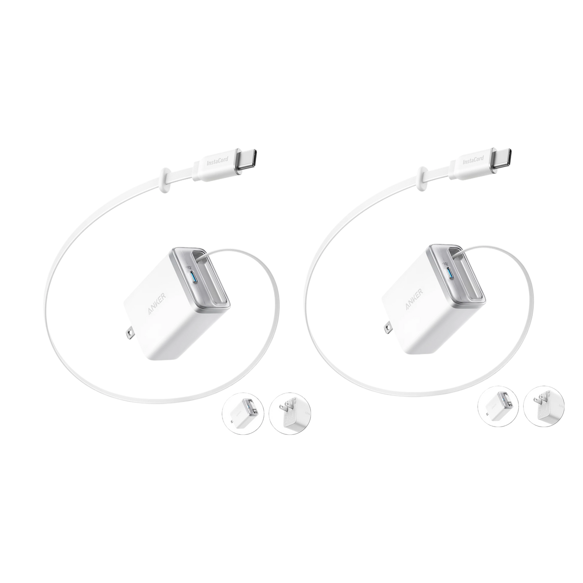Anker Nano Charger (35W, Built-In Retractable USB-C Cable) —2- Pack